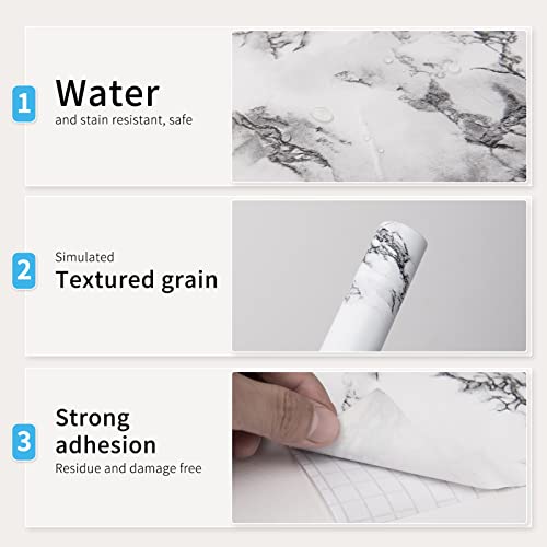 Art3d 15.8" x 120" (Pack of 1) Wall Panel Marble, Black/White - color: White, size: 15.8" x 120"