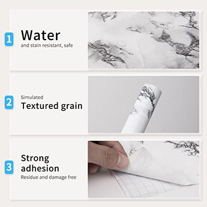 Art3d 15.8" x 120" (Pack of 1) Wall Panel Marble, Black/White - color: White, size: 15.8" x 120"