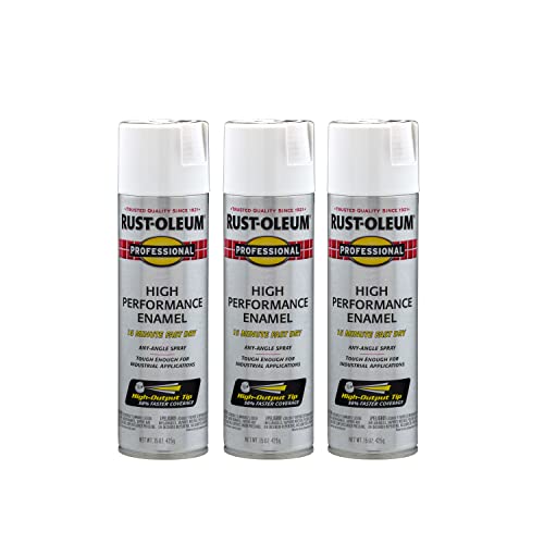 Rust-Oleum Professional High Performance Flat White Spray Paint - color: Flat White, size: 15 Ounce (Pack of 3)
