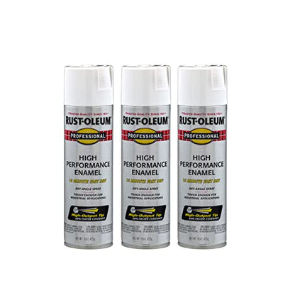 Rust-Oleum Professional High Performance Flat White Spray Paint - color: Flat White, size: 15 Ounce (Pack of 3)