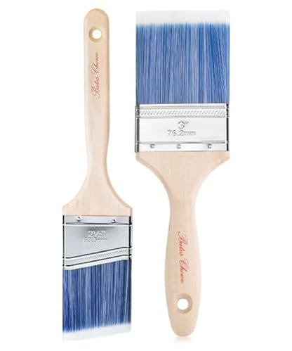 Bates - 2 Pack, Wood Handle, Paint Brushes Set, Professional House, Trim, Sash Paint Brush - color: Wood Handle Angle/Flat, size: 2 Pack, 2.5” & 3”
