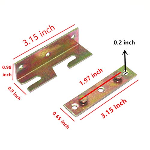 XMHF Bed Rail Brackets Heavy Duty Wood Snap Connectors Fittings No-Mortise Installation Connectors Brass Tone 4 Set