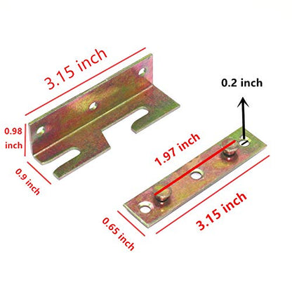 XMHF Bed Rail Brackets Heavy Duty Wood Snap Connectors Fittings No-Mortise Installation Connectors Brass Tone 4 Set