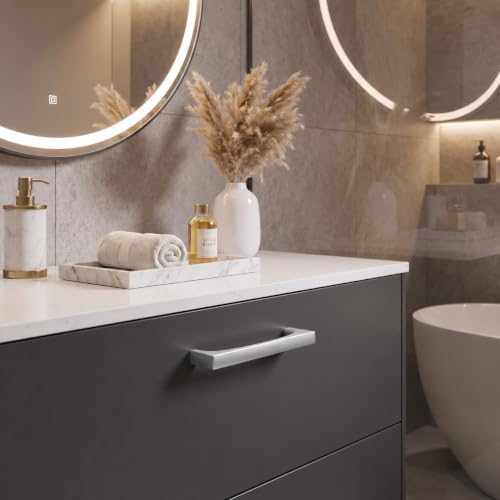 khtumeware 2 Pack Solid Handles 12-Inch(305mm) Brushed Nickel Cabinet Pulls,Heavy Duty for Kitchen Cabinets, Cupboards, Drawers and Bathroom Hardware - color: Brushed Nickel, size: 12"(305mm) Hole Center, style: 2-Pack