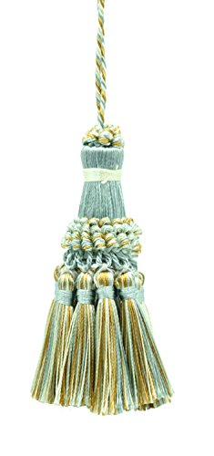 Noblesse Collection Elegant Hand Crafted 4" (10cm) Key Tassel (NKT) Island Breeze Blue Multicolor #5939 (Silver Blue, Gold, Off White) Individually Sold - color: Island Breeze Blue Multicolor (Color# 5939)