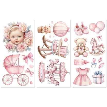 Peacoblue Pink Series Rub On Transfers for Furniture Craft 6"x12" - style: Pink Series