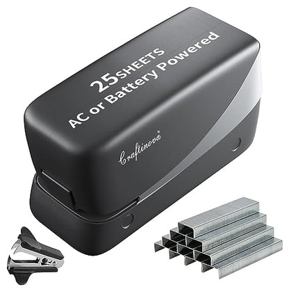 Electric Stapler, 25 Sheet, Include 2000 Staples and 1 Remover, Jam Free, Professional and Home Office Stapler，Battery not Included，AC or Battery Powered. - color: Silver Electric Stapler