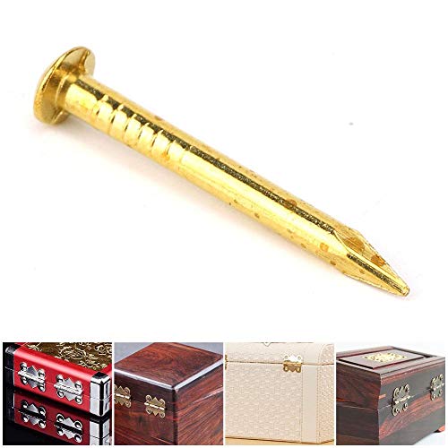 HEEPDD 100Pcs Brass Escutcheon Tacks, Round Head Brass Brad Nail (15mm) - color: 15mm Length