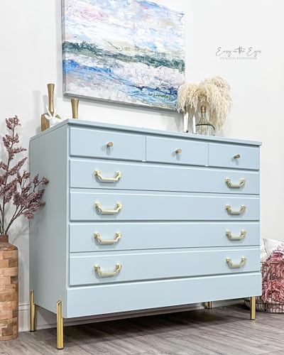 Annie Sloan Satin Paint (Upstate Blue, 25 Fl Oz /750 mL). Soft sheen for interior wood and metal. Self-leveling, all-in-one paint with no wax or lacquer required. - color: Upstate Blue