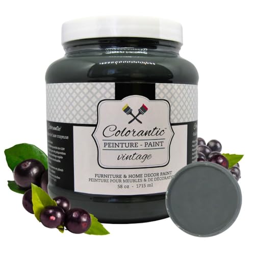 Colorantic | ACAI BERRY Black Chalk Paint for Furniture Painting DIY- Multi-Surface All-in-One Craft Paint | CHARCOAL GREY Decorative Painting for Wood (58 oz) - color: Acai Berry, size: 58 Fl Oz (Pack of 1)