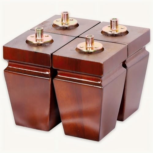 Wood Legs for Furniture 6 inch Heavy Duty Sofa Legs Square Brown Bed Legs Pack of 4, Sofa Replacement Parts, Dresser Leg, Cabinet Feet, Futon, Ottoman, Couch Legs, Couch Riser - color: Brown, size: 6"H*3.15"W