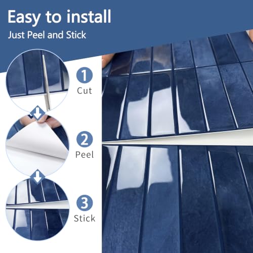 10 Sheets Upgraded Thicker Design Subway Tile Peel and Stick Backsplash - color: Blue