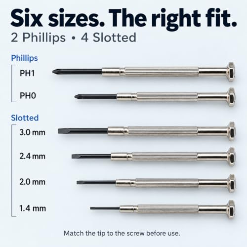 6 PCS Precision Screwdriver Set Mini Flathead and Phillips Tools - color: Silver, size: 6PCS