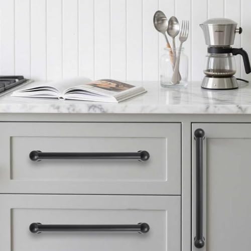 2 Pack Heavy Duty Solid Cabinet Pulls - Elegant Matte Black Handle for Drawers and Cabinets, 3-1/2 Inch Hole Center, Modern Kitchen & Bathroom Hardware. - color: Black, size: 3-1/2 Inch hole center