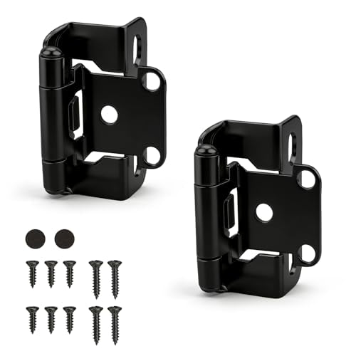 KNOBWELL 1/2" Overlay Black Cabinet Hinges for Cabinet Doors Kitchen 5 Pair - color: Matte Black