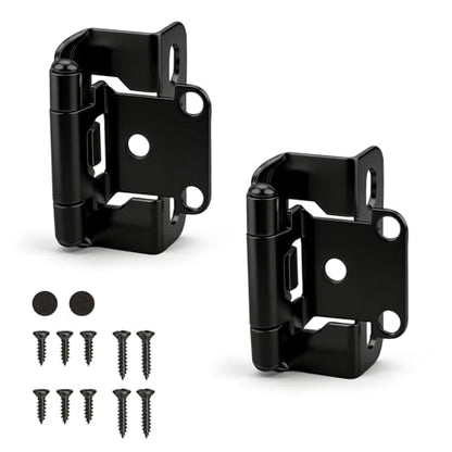 KNOBWELL 1/2" Overlay Black Cabinet Hinges for Cabinet Doors Kitchen 5 Pair - color: Matte Black