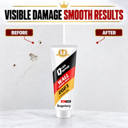 Drywall Repair Kit, 2 Pack Wall Mending Agent, Wall Spackle Paste with Scraper, White Plaster Effortlessly Fixes Small Holes and Cracks