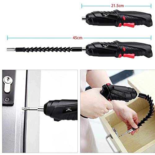 JENABOM Electric Screwdriver, 3.6V Cordless Drill, 44pcs Bit Set - color: Black