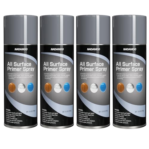 NADAMOO All Surface Primer Spray, Matte Gray One-Part Epoxy Primer, 4 Can - color: Gray, style: Pack of 4