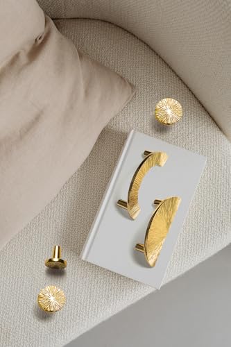 Goo-Ki 5 Inch (128 mm) Hole Centers Luxurious & Sturdy Gilded Ray Cabinet Handls,Polished Rich Gold Cabinet Pulls for Kitchen,Drawer,Cupboard & Wardrobe,6 Pack - color: Polished Rich Gold, size: 5.0 inch (128 mm) Hole Centers, style: Pulls With No Backpla