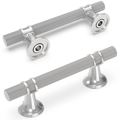 10 Pack 3 Inch Cabinet Pulls knurled Brushed Satin Nickel Kitchen Cabinet Handles Aluminum and Zinc Alloy Drawer Pulls Solid Cabinet Hardware - color: Brushed Satin Nickel Knurled, size: 3'' Hole Center(76mm)