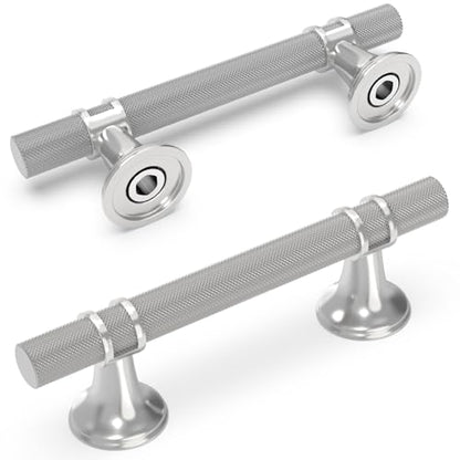 10 Pack 3 Inch Cabinet Pulls knurled Brushed Satin Nickel Kitchen Cabinet Handles Aluminum and Zinc Alloy Drawer Pulls Solid Cabinet Hardware - color: Brushed Satin Nickel Knurled, size: 3'' Hole Center(76mm)