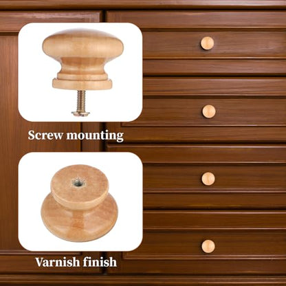 8 Pcs Wooden Drawer Pulls, Natural Wood Dresser Knobs Wooden Cabinet Knobs Round Drawer pulls Mushroom Wood Knob for Furniture Cupboard Dresser Closet Door (Diameter: 1.34", Height: 1")