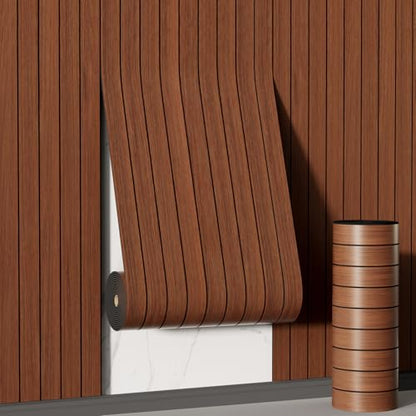 Arthome Peel and Stick Slat Wall Panels 15.7 "x240,Self-Adhesive PVC Wood Grain Wallpaper Panel,3D Thick Faux Soundproof Backsplash Accent Wall Tile for Walls & Furniture (Walnut Coverage 26 Sq.ft) - color: Walnut, size: 15.7" x 240"