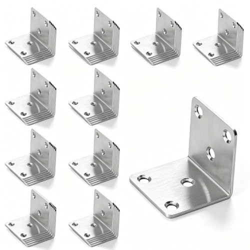 50PCS Stainless Steel Angle Bracket，Heavy Duty L Brackets for Wood，,Joint Right Angle Bracket，Corner Shelf Brackets for Furniture, Book Shelf(Silver,1.5x1.5x0.08IN) - size: 50Pack-1.5X1.5X0.08IN