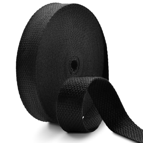 Cotton Webbing 1 Inch 12 Yards Black Cotton Webbing Straps for Bags Handles, 1 Inch Weave Webbing for Cloth Tote Bag Straps Making,Cloth Belt, DIY Crafts Decoration (Black 12Yards) - color: Black 12Yards, size: 1 inch