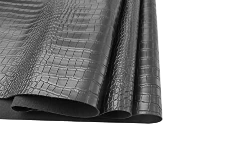 Wento Alligator Skin PU Leather Fabric Faux Leather Fabric Crocodile Fabric Leather Upholstery Fabric By 5 Yards - color: Pattern(b) Black, size: 5 Yards (54" x 180")