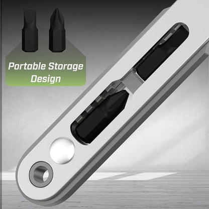 Bates- Mini Ratchet Wrench, 1/4" Magnetic 90 Degree Screwdriver, Gray, Low Profile Right Angle Screwdriver for Tight Spaces - color: Gray, size: 1 pcs