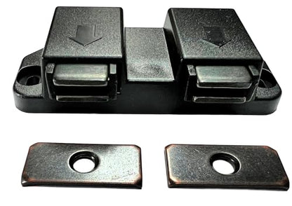 E.H.C. Double Cabinet Door Magnetic Push to Open Close Latch, Brown, 1.2 kg Pull Force, with Catch Plate and Hardware