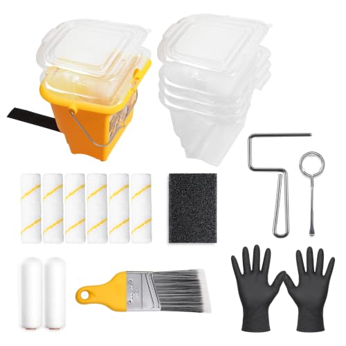 Voomey 20 Pack Hand Held Paint Bucket and 4 Inch Roller Kit - size: 20 Pcs Hand Held Paint Bucket Kit