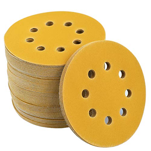 5-Inch 8-Hole Hook and Loop Sanding Discs 320-Grit, 100-Pack