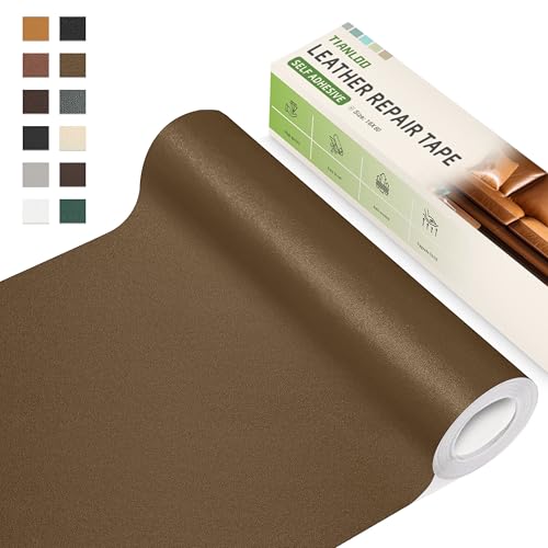 TIANLDD Leather Repair Tape,16 x 80 Inches Self Adhesive Leather Repair Patch，Leather Repair Kit for Furniture，Couches,Car Seats,Cabinets,Handbags(Dark Khaki-Fine Lines) - color: Dark Khaki-Fine Lines, size: 16" x 80"