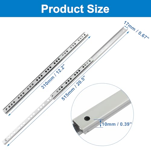12" Small Narrow Drawer Slides, 1 Pair - size: 12 Inch