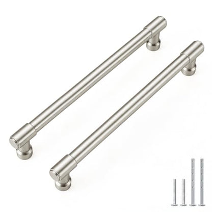 Goldenwarm 10 Pack 6-1/4 Inch Brushed Nickel Cabinet Pulls Modern Kitchen & Bathroom Hardware Heavy Duty Zinc Alloy Drawer Handles with Complete Screw Kit Consistent Finish for Whole-Home Renovations - color: Brushed Satin Nickel, size: 6-1/4 Inches Hole