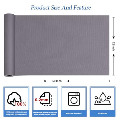 KING MOUNTAIN Canvas Iron on Patch,12"×60",Waterproof 100% Cotton Fabric Repair Patch,Used for Various Sofa,Tent,Clothes,Seats,Suitcases (Grey1.0,Waterproof) - color: Grey1.0, size: Canvas-12x60