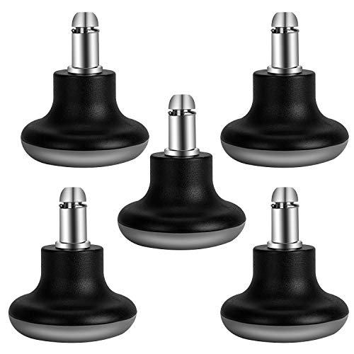 Bell Glides Replacement Office Chair Feet Swivel Caster Wheels to Fixed Stationary Castors, Short Profile with Separate Self Adhesive Felt Pads Black 5pcs - size: 11mm x 22mm