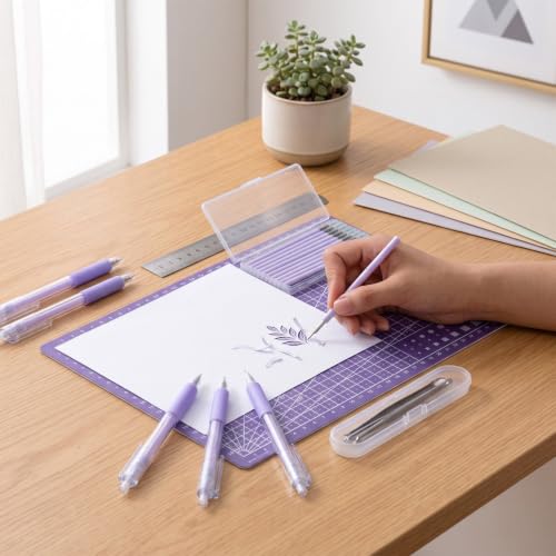 24 Pcs Craft Knife Pen Set, 6 Craft Knives with 12 Refills, Purple - color: Purple