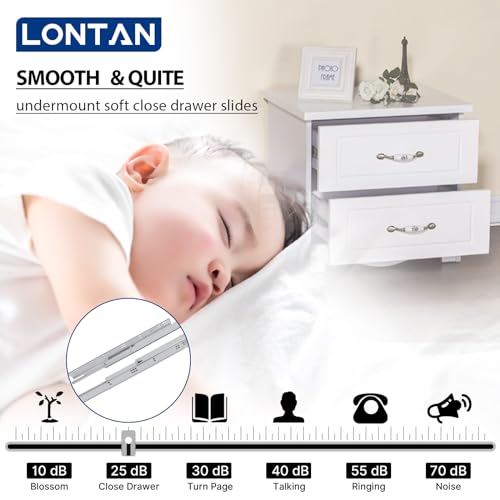 LONTAN 12 Inch Undermount Soft Close Drawer Slides 3D Locking Device 6 Pair - size: 12 Inch, style: 6 Pair