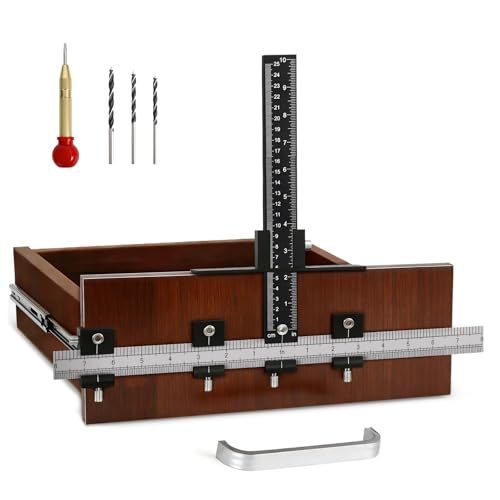 Cabinet Hardware Jig, Cabinet Handle Jig with Center Punch and Drill Bits