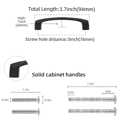 10 Pack 3 Inch Matte Black Kitchen Cabinet Handles - color: Matte Black, size: 3" Hole Center（76mm）