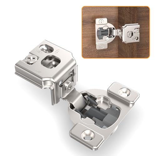 Chibery 4 Pack 1-1/4" 4D Concealed Hinges for Face Frame Door, Soft Close On/Off Switch, Self Closing, 105° Open Angle Concealed Stainless Steel Hinges for Framed Cabinet, Satin Nickel - color: 4 Pack, size: 1-1/4" Overlay