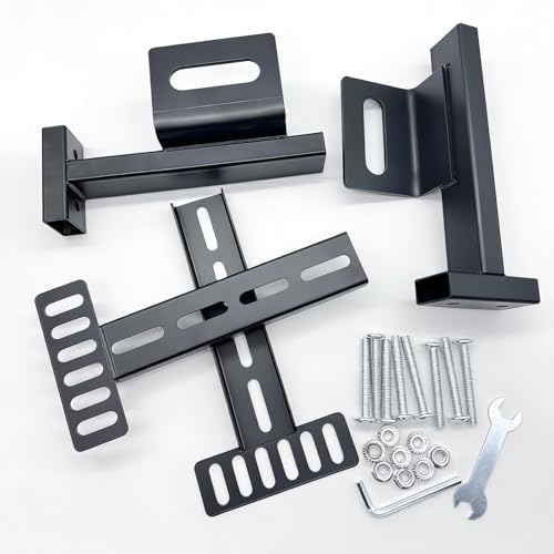 Headboard Brackets for Metal Bed Frame, Universal Adjustable Brackets for Headboard with Footboard Extension Kit Fit Twin Full Queen King, Mattress, Matte Black 2 Packs