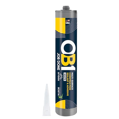 OB1 Universal Caulk Sealant & Adhesive White 10.1oz | Professional Grade Premium All-in-One Advanced Hybrid 2-in1 | Water Resistant Internal & External | Shrink Crack UV & Fade Resistant | 1 Cartridge - color: White, size: 10.1oz (Pack of 2)