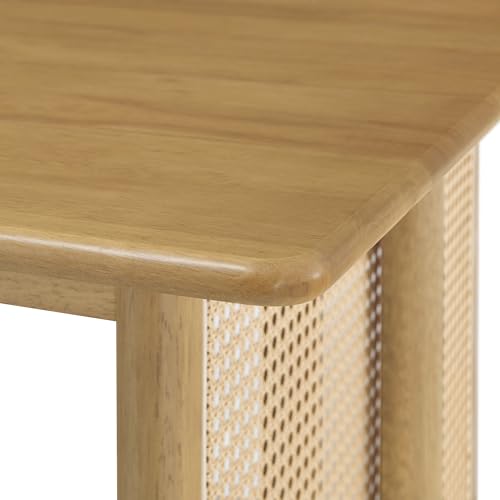 Mid-Century 3-Piece Dining Set with 2 Benches, 71 Inch, Natural - color: Natural