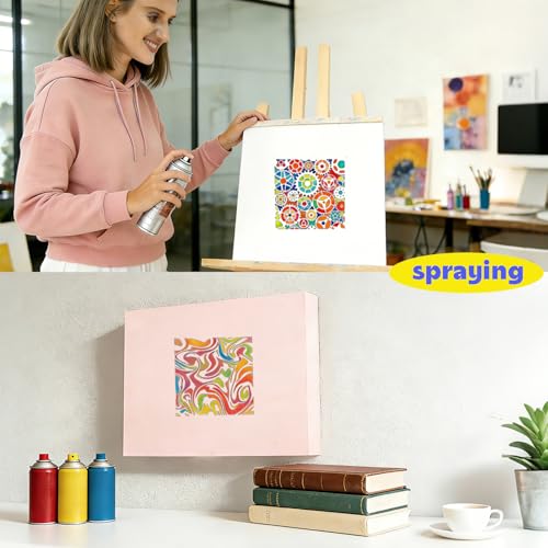 16 Pcs Geometric Texture Stencils Reusable 6×6 Inch Background Stencils for Crafts Plastic Abstract Layering Drawing Templates for DIY Wall Canvas Knit Notebook Card Wood - color: Style C