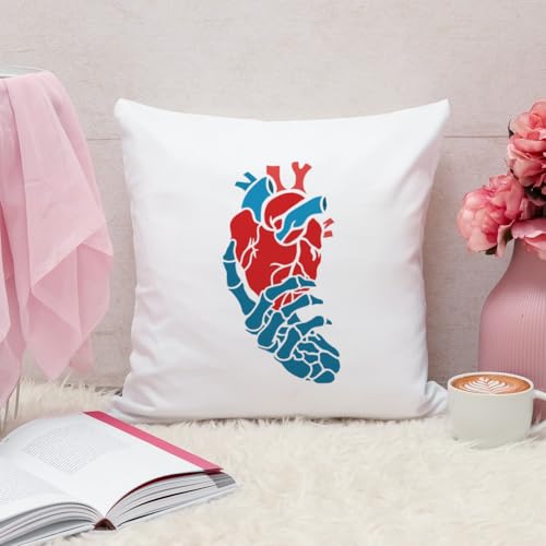 FINGERINSPIRE Hand Skeleton Painting Stencil with 1Pc Plastic Paint Brush 8.3x11.7 inch Plastic Skeleton Hand with Heart Pattern Stencil Reusable Skeleton Hand Stencil for DIY Projects and Crafts - color: Skeleton Hand with Heart
